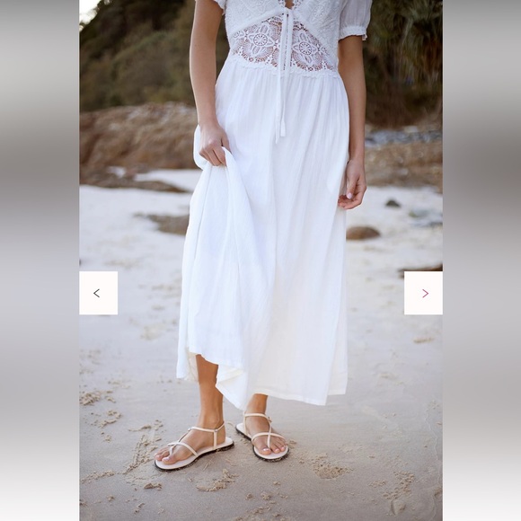 Free People White Lace Cotton Midi Dress - Picture 2 of 14